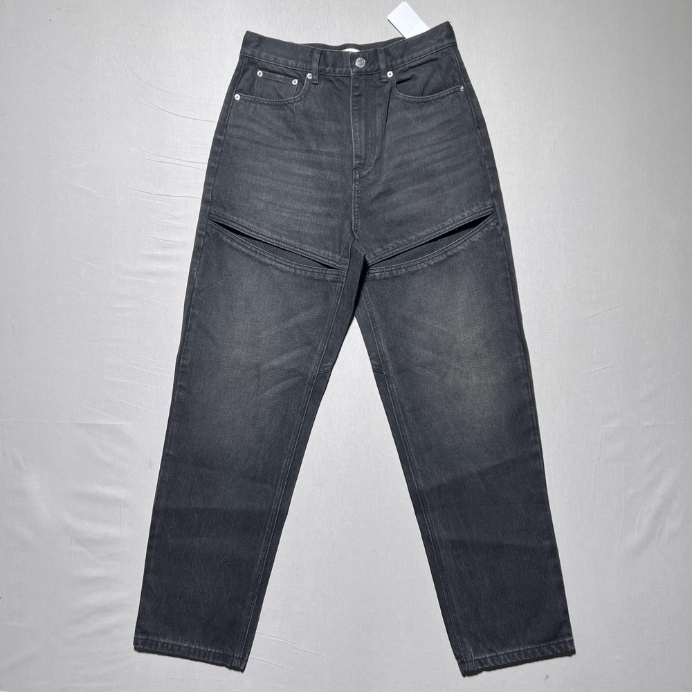 AREA NYC Slit Jeans Womens 29 Black‎ Tapered High Rise Denim 27x28.5